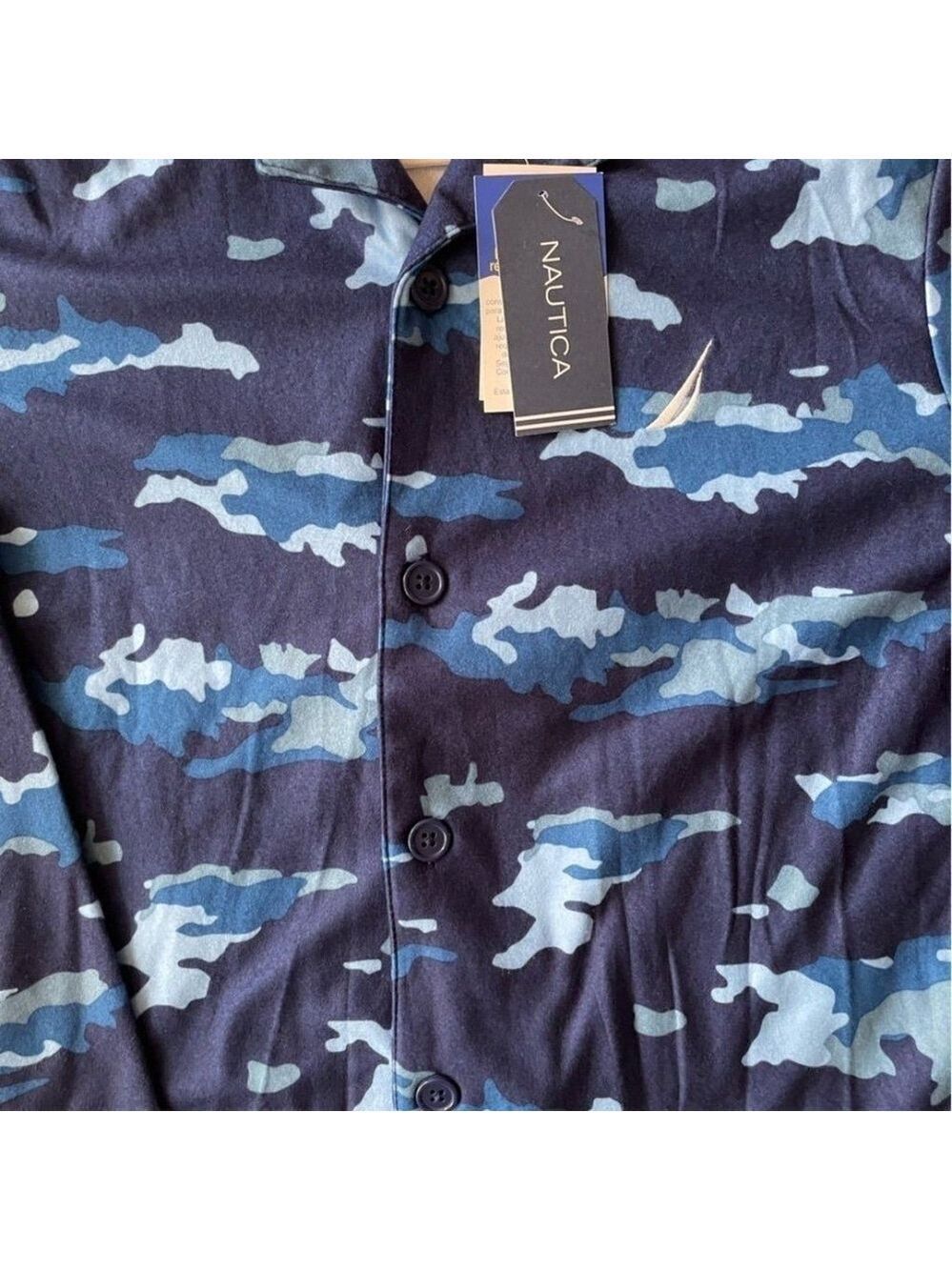 Nautica Sleep Shirt Navy Blue Button Front Long Sleeve NWT Size 12 - Picture 5 of 9